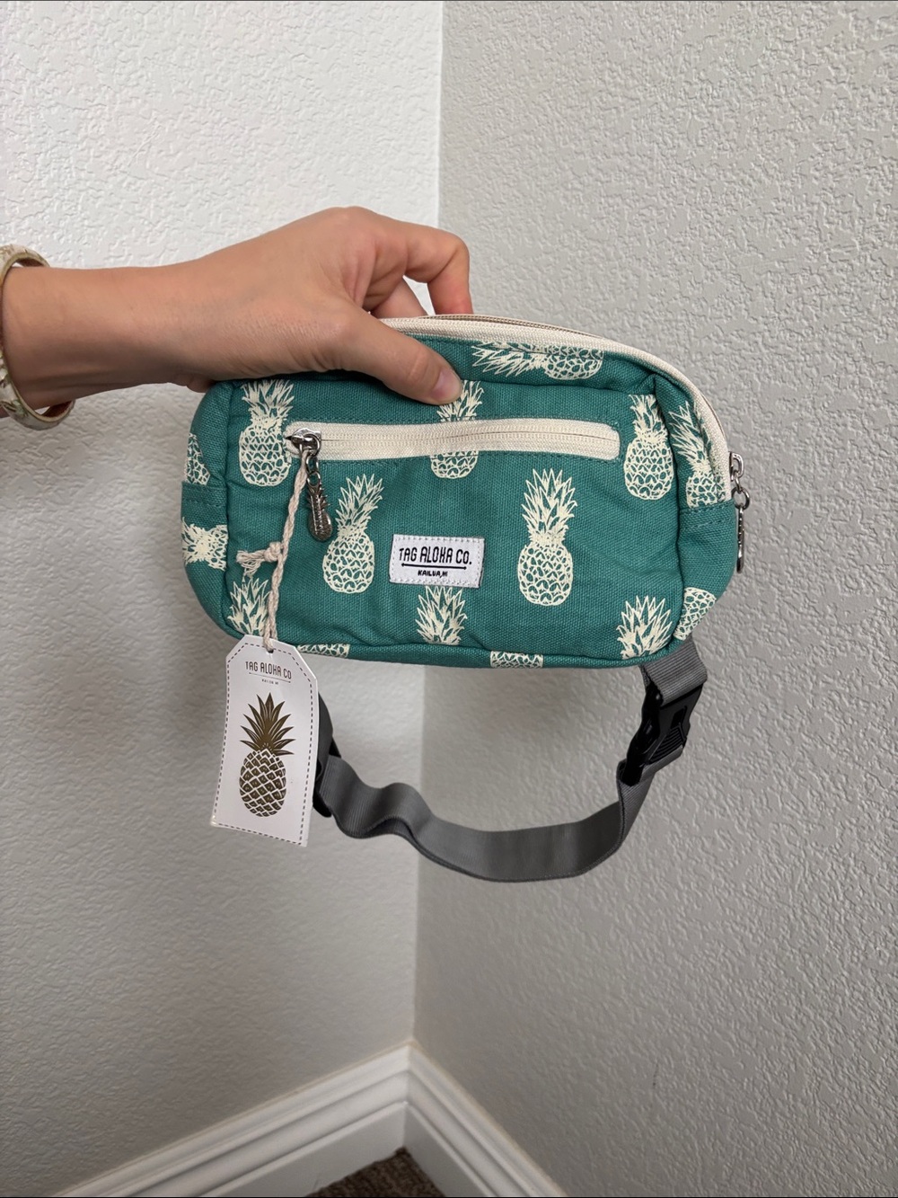Teal Pineapple Waist Bag